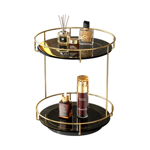 桌面化妆品置物架浴室洗漱台卫生间双层高级旋转护肤品香水收纳架