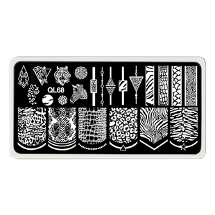 齐力美甲转印印花板钢板模板带背板叠印蝴蝶豹纹斑马纹印章印花油