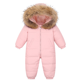 女宝婴儿连体羽绒服宝宝羽绒连体衣加厚幼童羽绒外出爬服冬季男宝