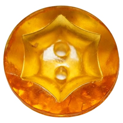 14mm一颗价德国VINTAGE1940年代金橘色内切星星形状透明玻璃纽扣