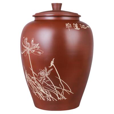 建水紫陶30饼大茶叶罐27升水缸