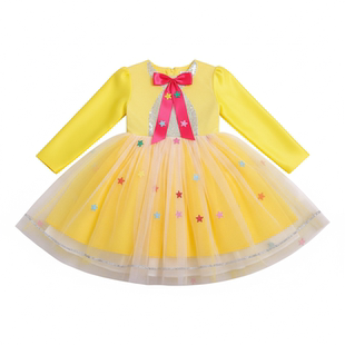 儿童演出服小学生朗诵比赛男女童蓝色舞蹈裙子合唱蓬蓬裙表演服装