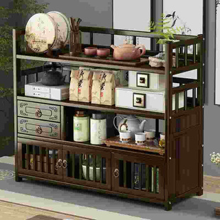 桌面茶具架小型博古架实木中式茶桌上收纳置物架茶台摆件茶叶架子