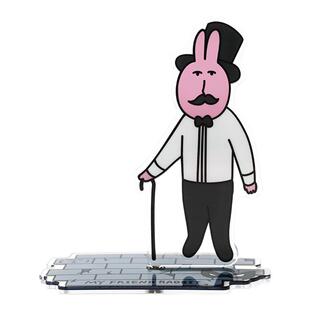 粉红兔子myfriend表里不一亚克力旋转立牌反差大叔桌面摆件礼物萌