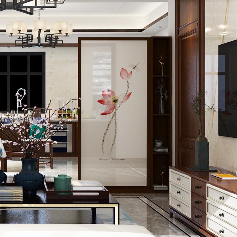 新中式置物架屏风隔断柜客厅入户遮挡装饰玄关小户型实木座屏双面