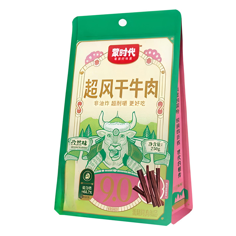 9成超风干牛肉干正宗内蒙古特产蒙时代香辣零食小吃手撕500g袋装