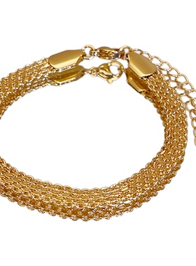 古婷轻奢金色编织表带手链高级感