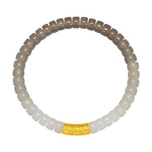 周大生腕美平安泰山黄金和田玉手串足金转运珠手链送男友新年礼物