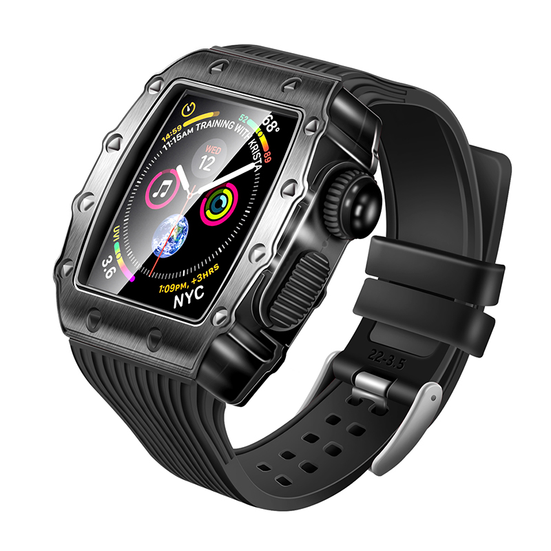 适用AppleWatch8表带iWatchS7金属AppleWatchS9表壳Ultra2苹果S9手表带S8改装iWatch保护套iWatchUltra一体SE