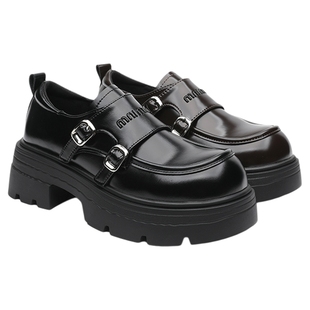 月芽儿2025秋季新款英伦风粗跟乐福鞋女学院风jk制服小皮鞋女单鞋