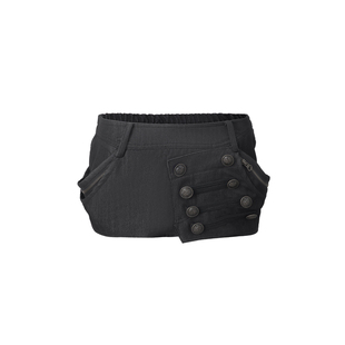 DoublePunch春秋原创南瓜蓬蓬立体剪裁金属扣工装风不对称短裙