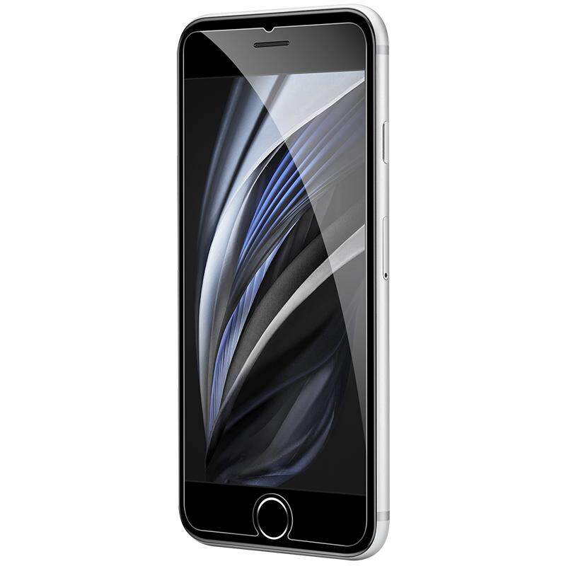 膜基地适用于iphonese2钢化膜无白边半屏苹果iphonese3高清防指纹手机膜玻璃电镀疏油层非全屏覆盖