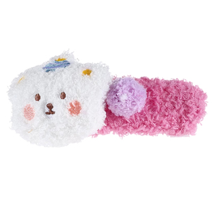 毛绒布丁熊抓夹女秋冬大号一字鸭嘴夹头饰侧边刘海发夹前额碎发卡