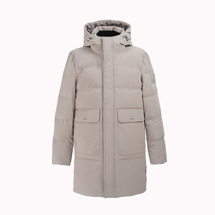 IRA冬季新款男士宽松连帽中长款羽绒服鸭绒外套加厚保暖