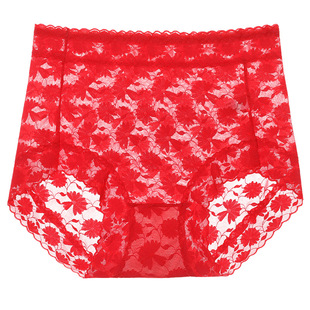 洁韵朵女士红色内裤蕾丝性感高腰收腹提臀本命年蛇年结婚礼物短裤