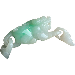 {水龙吟}缅甸老坑阳绿翡翠巧连环工貔貅玉锁手链复古崖柏珠手串