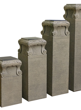 新中式祥云展示柱仿石柱墩仿古落地摆件客厅装饰摆设庭院盆栽底座