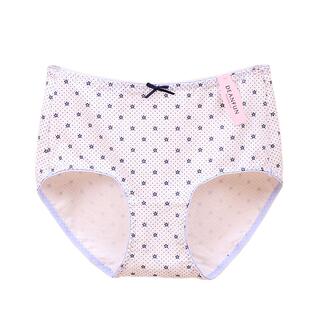 蝶安芬女内裤中高腰收腹提臀弹力95%纯棉柔软透气大码小平角底裤