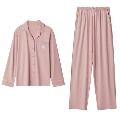 红豆情侣棉莫代尔长袖睡衣磨毛