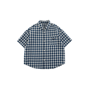 oddtails男童格子短袖衬衫2025年新款中大童轻薄透气港风休闲上衣