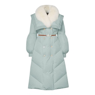 2025冬季新款女装狐狸毛领灯笼袖大领子直筒轻奢休闲长款羽绒服