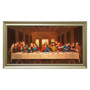 手绘十二门徒装饰画最后的晚餐油画客厅壁画餐厅画达芬奇世界名画