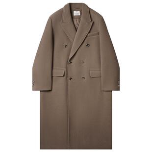 设计感枪驳领大长款毛呢大衣男过膝重磅加厚冬季宽松呢子外套男装