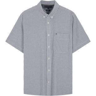 【纯棉府绸】Tommy春夏男装清爽条纹商务休闲通勤短袖衬衣衬衫