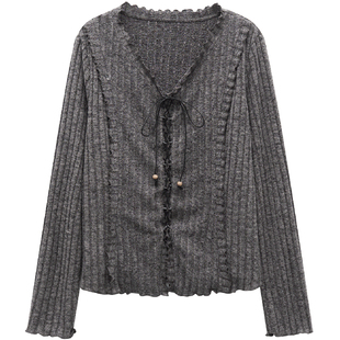 微胖的喵喵大码女装胖mm早秋巨好看显瘦肌理感长袖针织衫上衣0901