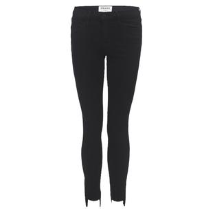 FRAME女士春秋黑白中腰高弹紧身牛仔裤裤脚毛边双色 LE SKINNY
