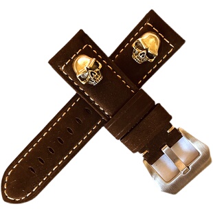 真皮手表带20 22 24 26mm 休闲牛皮表带男女手表针扣 智能手表带