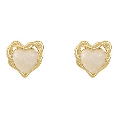 珠光白色爱心耳钉高级耳环