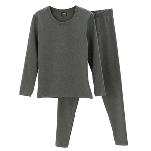 格凯服饰男士纯棉舒绒棉水柔棉加厚秋衣秋裤纯色保暖内衣打底套装