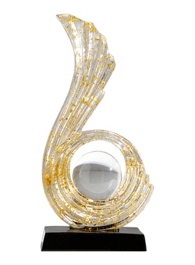 风生水起嵌金箔摆件新中式客厅