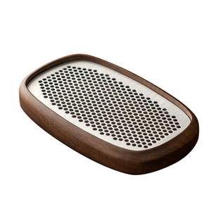 臻尧轻奢胡桃木铝合金壶承茶盘家用实木蓄水养壶垫干泡盘茶具配件