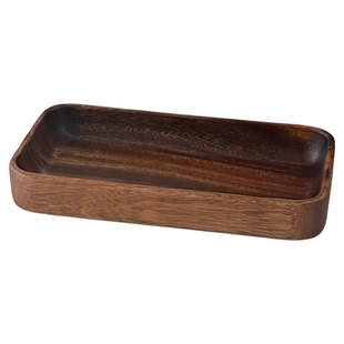 复古胡桃木桌面收纳盒香水化妆品大容量木质收纳盘杂物整理置物盘