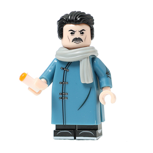 第三方Q版鲁迅著名大文豪创意积木人仔拼装玩具手办摆件周边模型