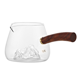 冠发观山侧把公道杯加厚玻璃耐热高档公杯大号分茶器茶漏茶海茶具