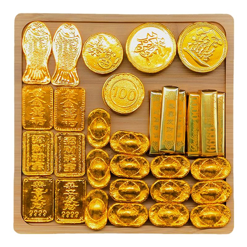 金币元宝巧克力烘焙蛋糕装饰摆件
