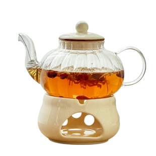 陶瓷花茶壶 花茶具透明杯玻璃花草水果花果茶壶耐热蜡烛加热