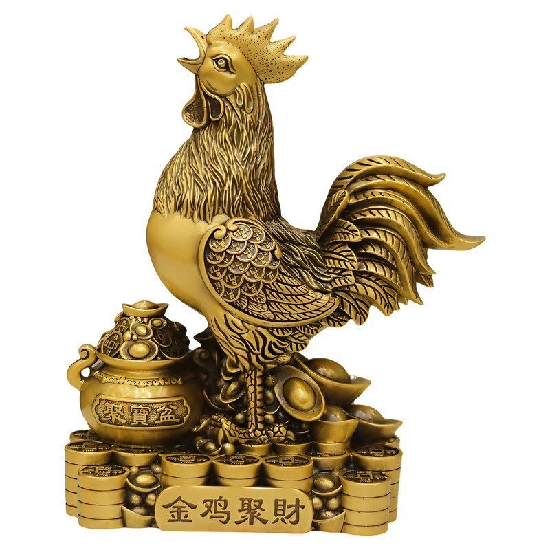 全黄铜公鸡招财聚财摆件