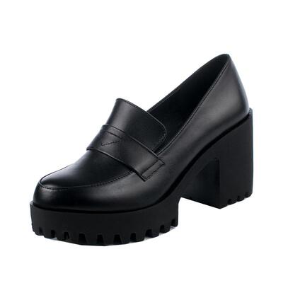 厚底单鞋粗跟防水不累脚女士皮鞋