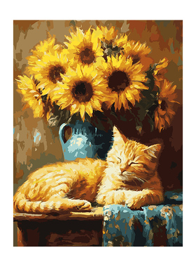 数字油画diy 手绘填充手工手绘画画填色肌理画涂色油彩画 花与梦