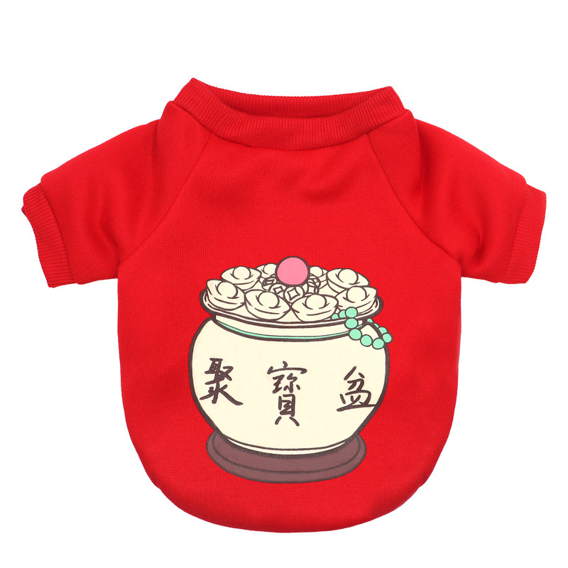 宠物抓绒保暖卫衣卡通招财服装