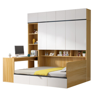 榻榻米衣柜床一体小户型儿童床多功能储物床卧室带书桌组合衣柜床