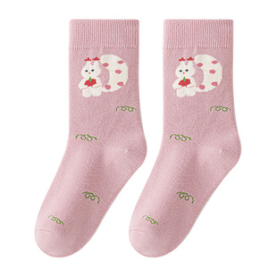 六指鼠女童袜子冬季加厚长筒袜学生长袜宝宝秋冬款儿童棉袜加长