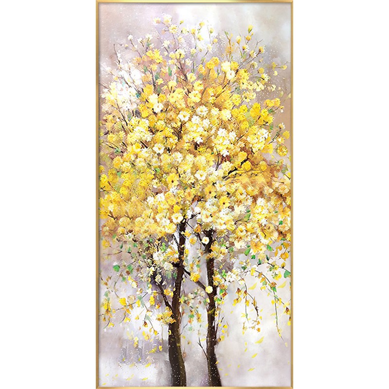 手绘玄关油画发财树肌理立体挂画