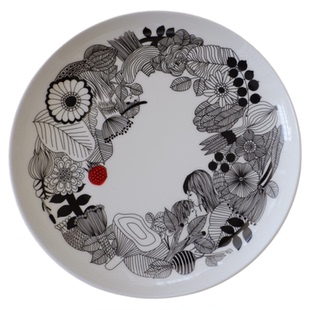 杂置社北欧釉上彩城市花园黑白圆点线条甜品碟家用汤盘盘子陶瓷