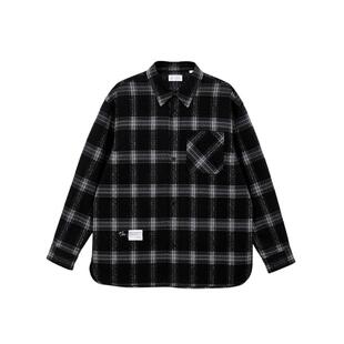 tq区绫致杰克琼斯春夏男商务休闲宽松经典黑白格子衬衫外套上衣潮