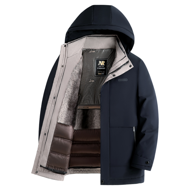 【90白鸭绒内胆】罗蒙2025冬季新款男士羽绒服防风加厚爸爸装外套